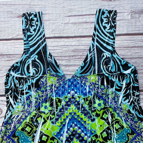 Apt 9 Womens Dress sz XL Blue Multi Print Maxi Pullover Sleeveless Sundress Soft - Picture 8 of 8